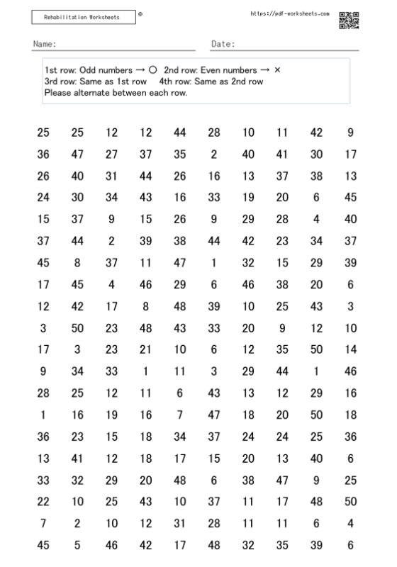 Odd-aeven conversion number erasure task 20x10