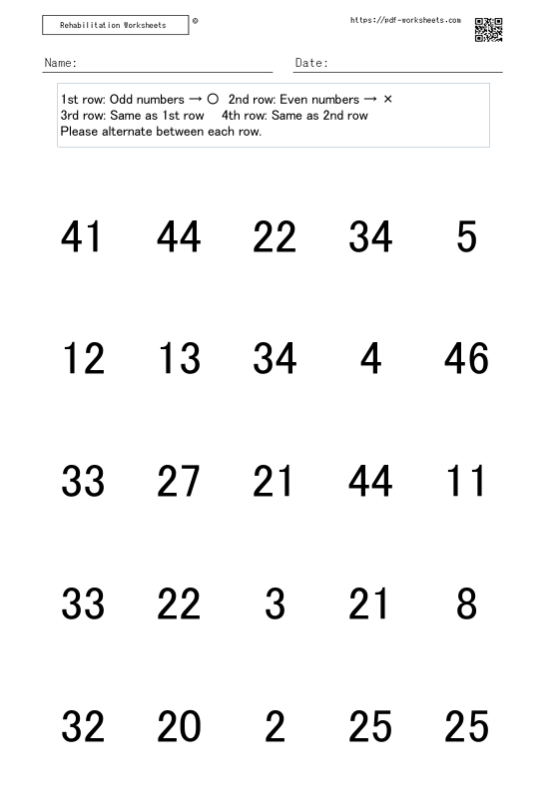 Odd-even conversion number erasure task 5x5