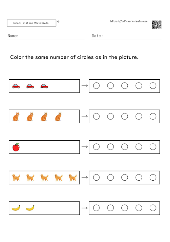 Color in the same number of circles as in the diagram 1-5