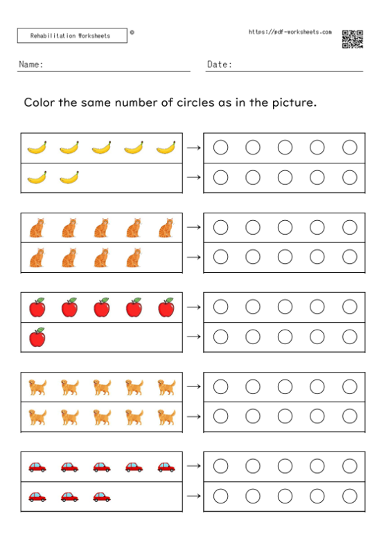 Color in the same number of circles as in the diagram 6-10