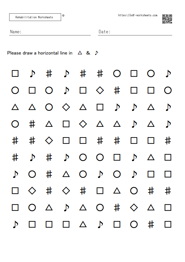 Symbol Cancellation Task Target 2 10×10