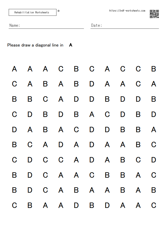 Alphabet Cancellation Task Target 1 10×10