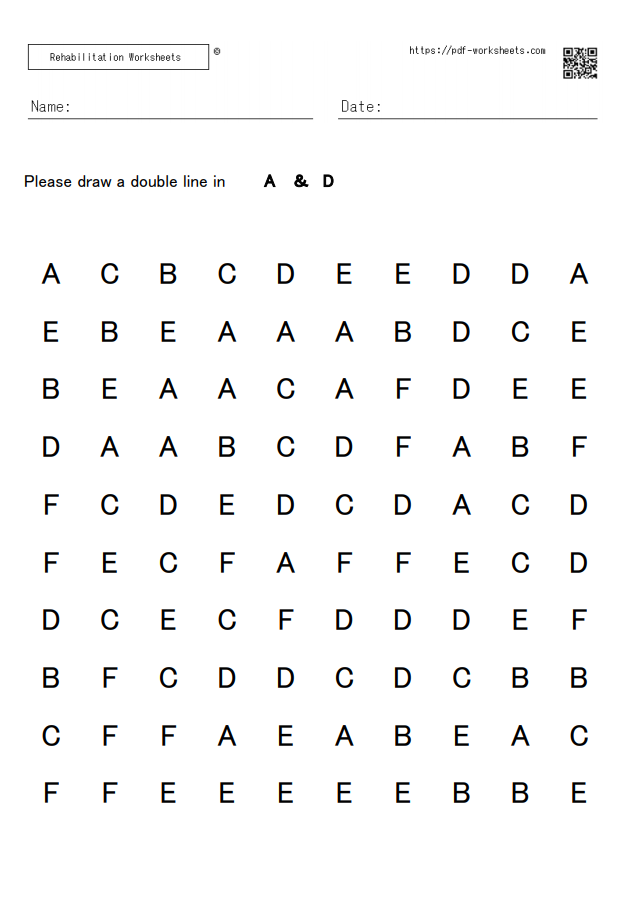 Alphabet Cancellation Task Target 2 10×10