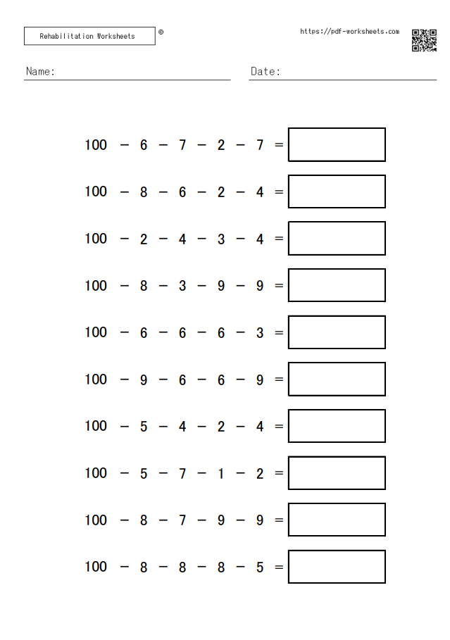 Continuous subtraction task 5