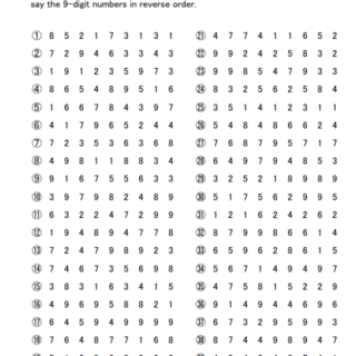 3-Digit Span Task Backward (5 sheets) - Rehabilitation Worksheets