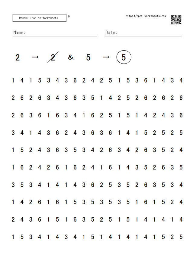 Digit Cancellation Dual Task 10×20