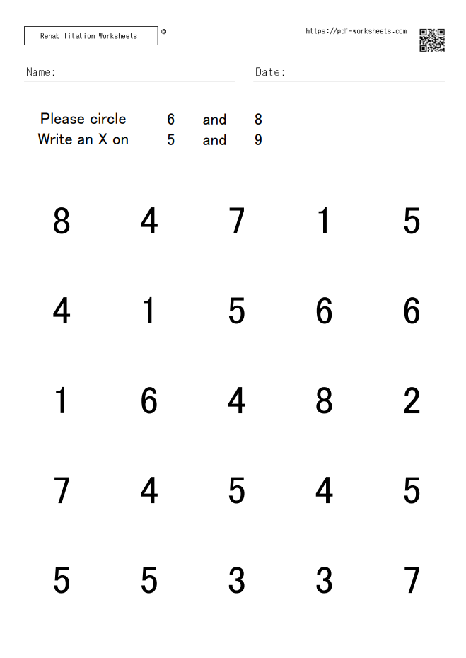 Number cancellation dual task 5×5