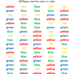 Stroop Task 7×4 (20 sheets) - Rehabilitation Worksheets