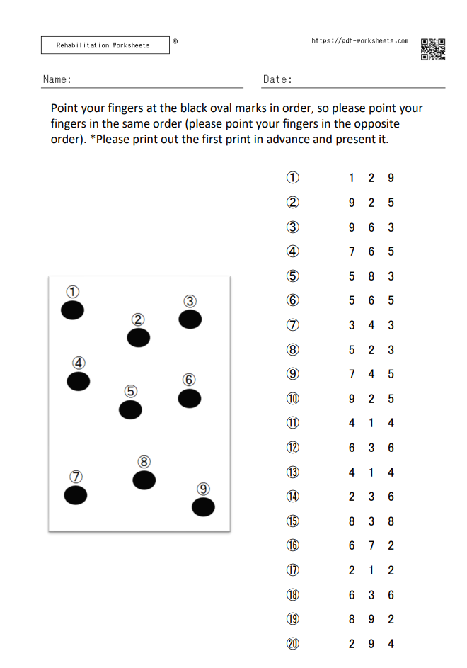 Tapping span task 3 digits