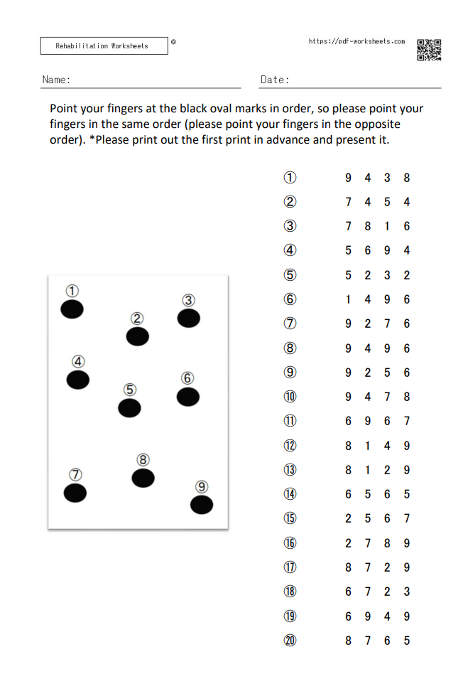 Tapping span task 4 digits