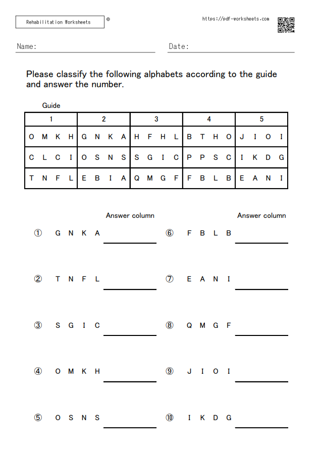 Alphabets classification task