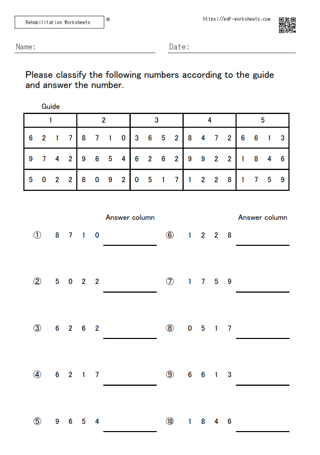 Numbers classification task