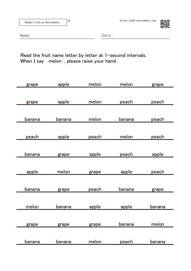 auditory detection task fruit