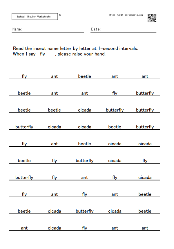 auditory detection task insect