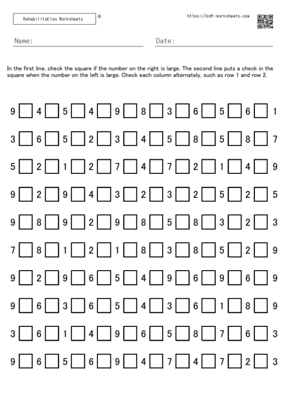 Attention switching task comparing left and right numbers 20×10 (20 ...