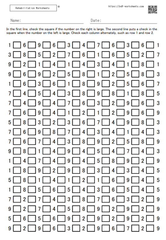 Attention switching task comparing left and right numbers 20×10 (20 ...