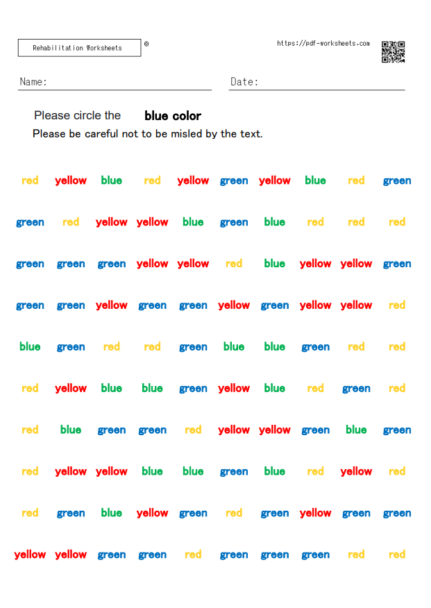 A Task to check colors without being confused by color names 10-10