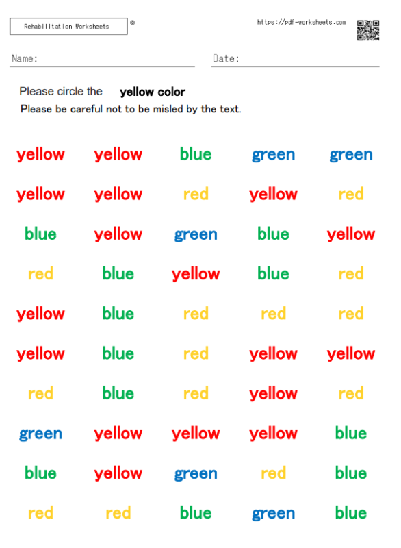 A Task to check colors without being confused by color names 10×5 ...