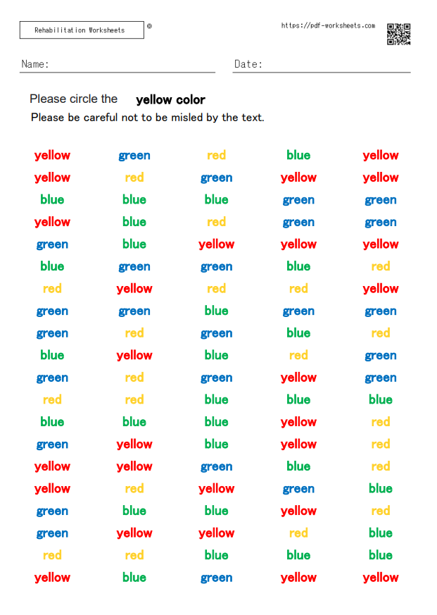 A Task to check colors without being confused by color names 20-5