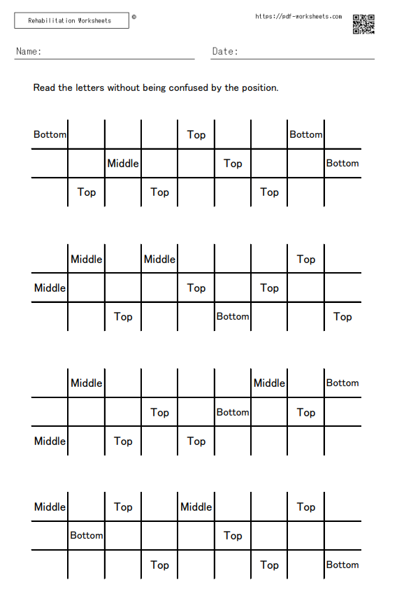 Task of saying the letters without getting confused by the columns