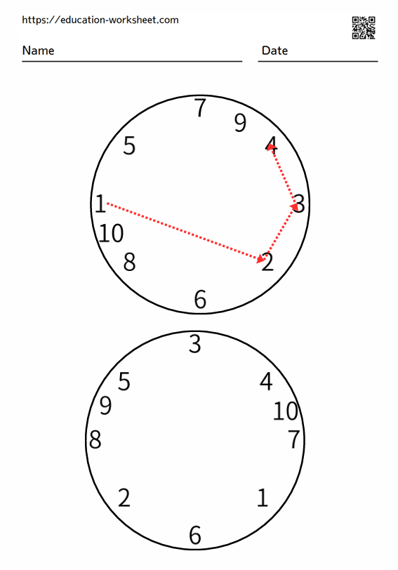 The task is to draw lines to connect the numbers 1-10 in a circle in order