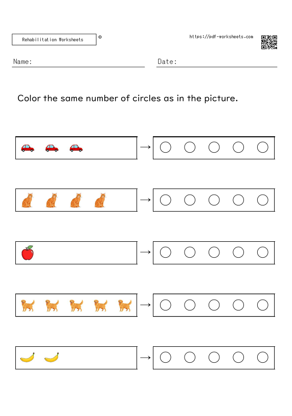 Color in the same number of circles as in the diagram 1-5