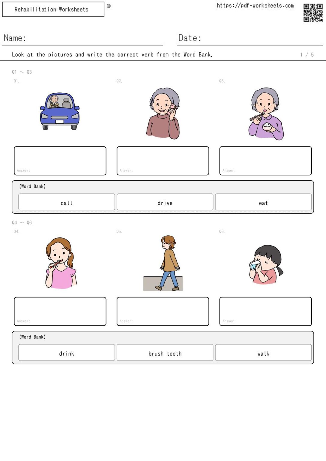 Aphasia Worksheets | Rehabilitation Worksheets
