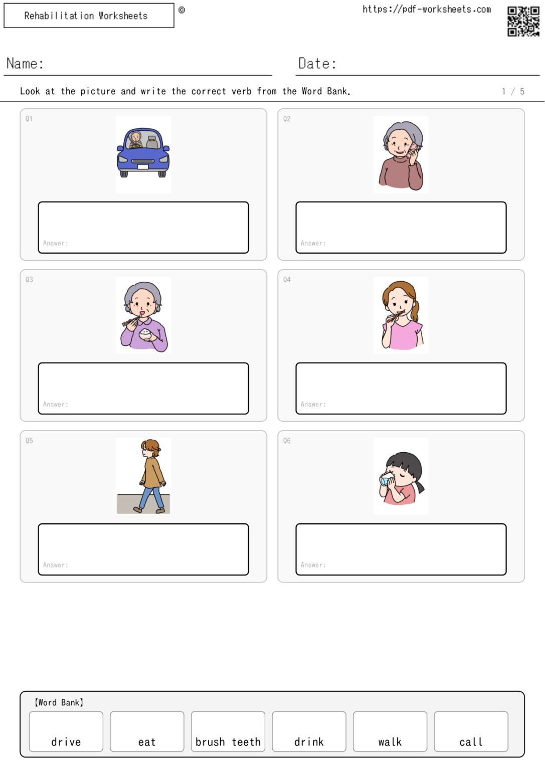 Aphasia Worksheets | Rehabilitation Worksheets